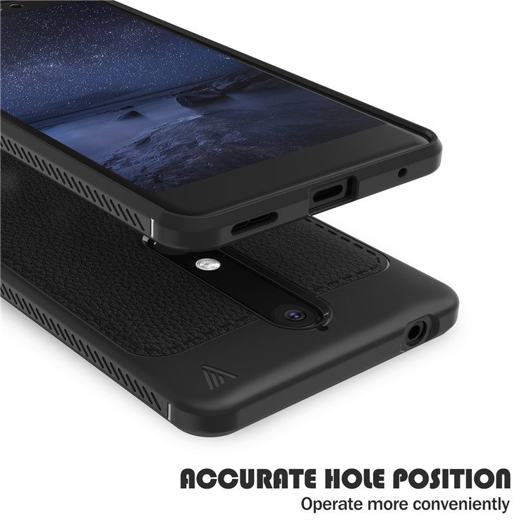 IVSO Gentry Series Litchi Texture Leather Coated TPU Case for Nokia 6.1 (5.5-inch) - Black-4