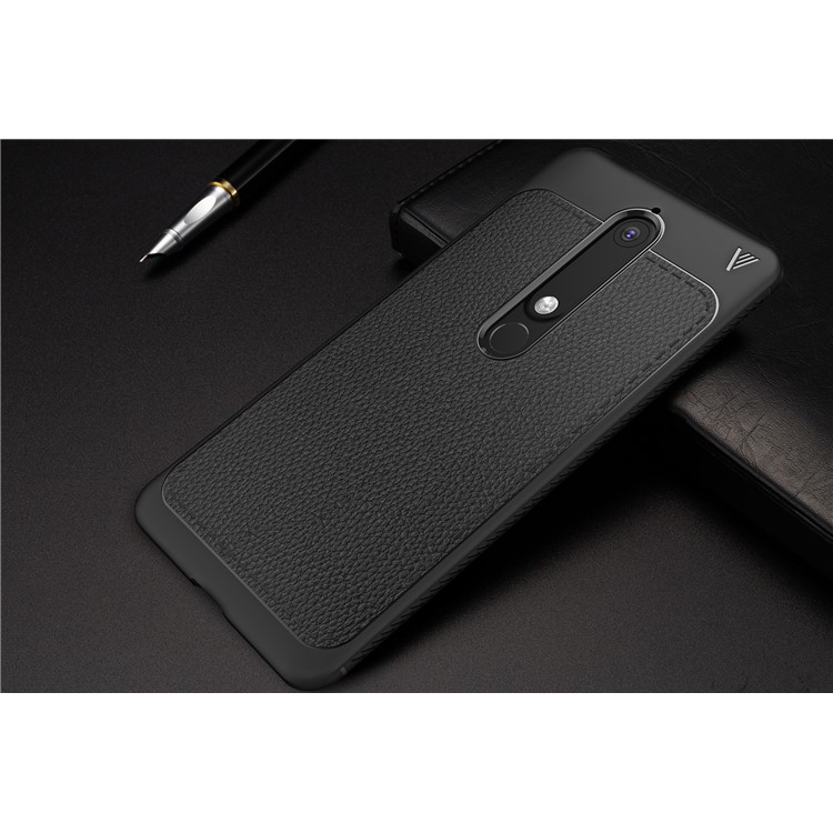 IVSO Gentry Series Litchi Texture Leather Coated TPU Case for Nokia 6.1 (5.5-inch) - Black-7