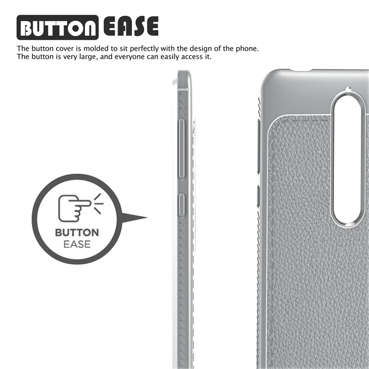 IVSO Gentry Series Litchi Texture Leather Coated TPU Cover for Nokia 6.1 (5.5-inch) - Grey-2