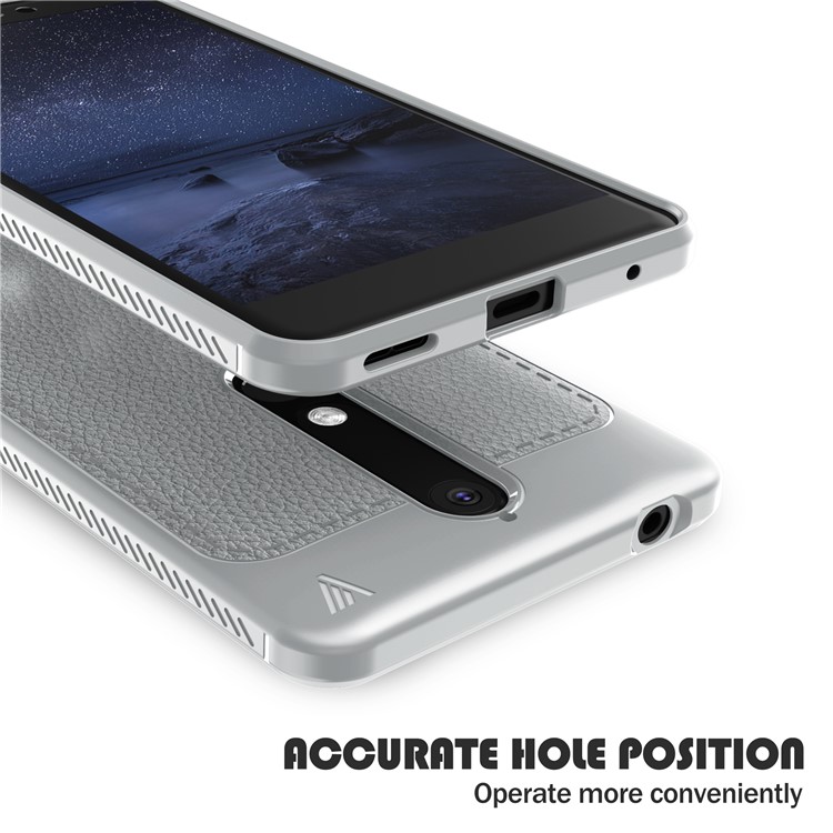 IVSO Gentry Series Litchi Texture Leather Coated TPU Cover for Nokia 6.1 (5.5-inch) - Grey-4