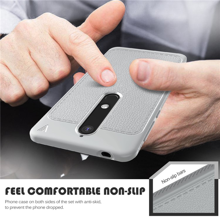 IVSO Gentry Series Litchi Texture Leather Coated TPU Cover for Nokia 6.1 (5.5-inch) - Grey-6