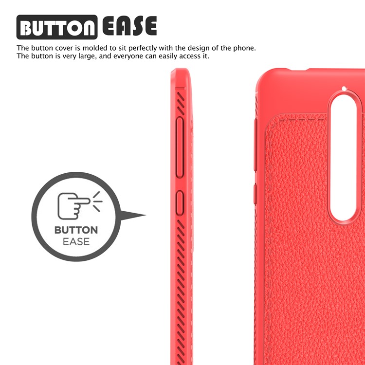 IVSO Gentry Series Litchi Texture Leather Coated TPU Phone Casing for Nokia 6.1 (5.5-inch) - Red-2