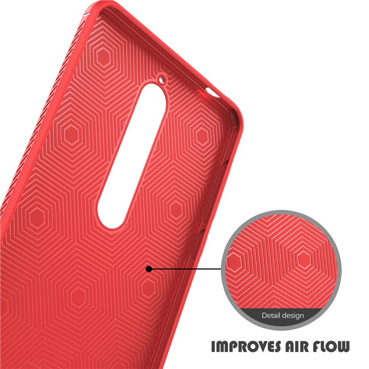 IVSO Gentry Series Litchi Texture Leather Coated TPU Phone Casing for Nokia 6.1 (5.5-inch) - Red-5