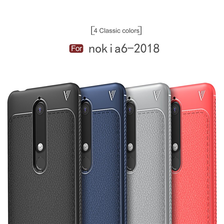 IVSO Gentry Series Litchi Texture Leather Coated TPU Phone Casing for Nokia 6.1 (5.5-inch) - Red-7