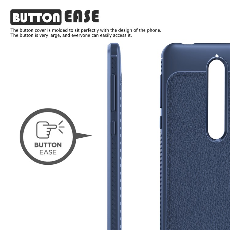 IVSO Gentry Series Litchi Texture Leather Coated TPUGel Back Case for Nokia 6.1 (5.5-inch) - Dark Blue-2