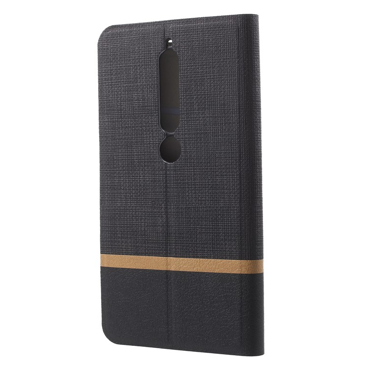 Cross Texture Card Holder Leather Mobile Cover Case for Nokia 6 (2018) (Built-in Steel Sheet) - Black-2