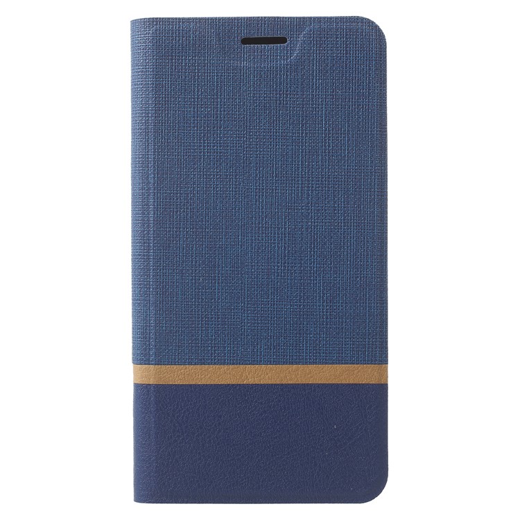 For Nokia 6.1 (5.5-inch) Cross Texture Card Holder Leather Stand Case (Built-in Steel Sheet) - Blue-1