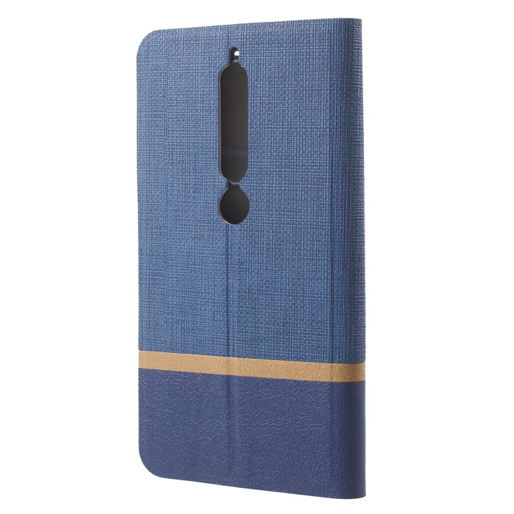 For Nokia 6.1 (5.5-inch) Cross Texture Card Holder Leather Stand Case (Built-in Steel Sheet) - Blue-2