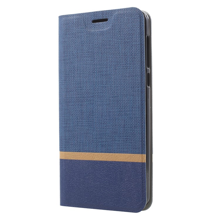 For Nokia 6.1 (5.5-inch) Cross Texture Card Holder Leather Stand Case (Built-in Steel Sheet) - Blue-3