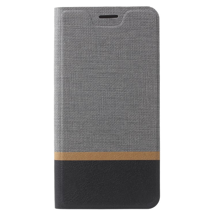 Cross Texture Card Holder Leather Phone Cover for Nokia 6.1 (5.5-inch) (Built-in Steel Sheet) - Grey-1
