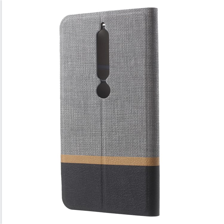 Cross Texture Card Holder Leather Phone Cover for Nokia 6.1 (5.5-inch) (Built-in Steel Sheet) - Grey-2