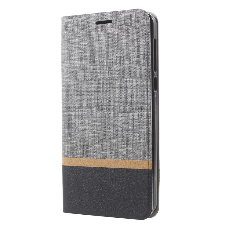 Cross Texture Card Holder Leather Phone Cover for Nokia 6.1 (5.5-inch) (Built-in Steel Sheet) - Grey-3