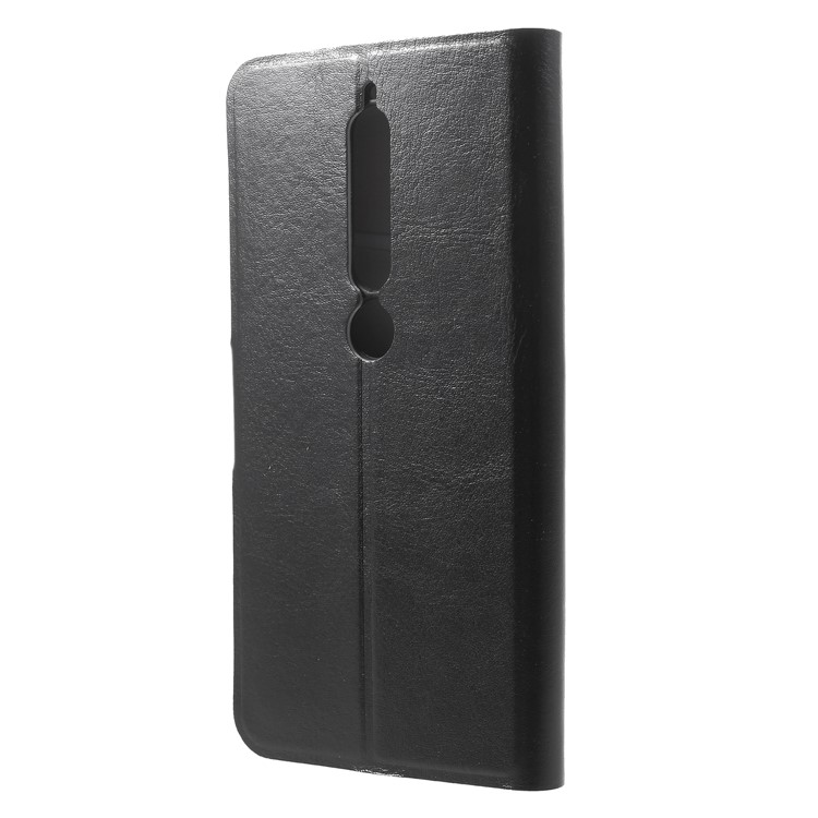 Crazy Horse Texture Card Holder Leather Case Built-in Steel Sheet for Nokia 6 (2018) - Black-2