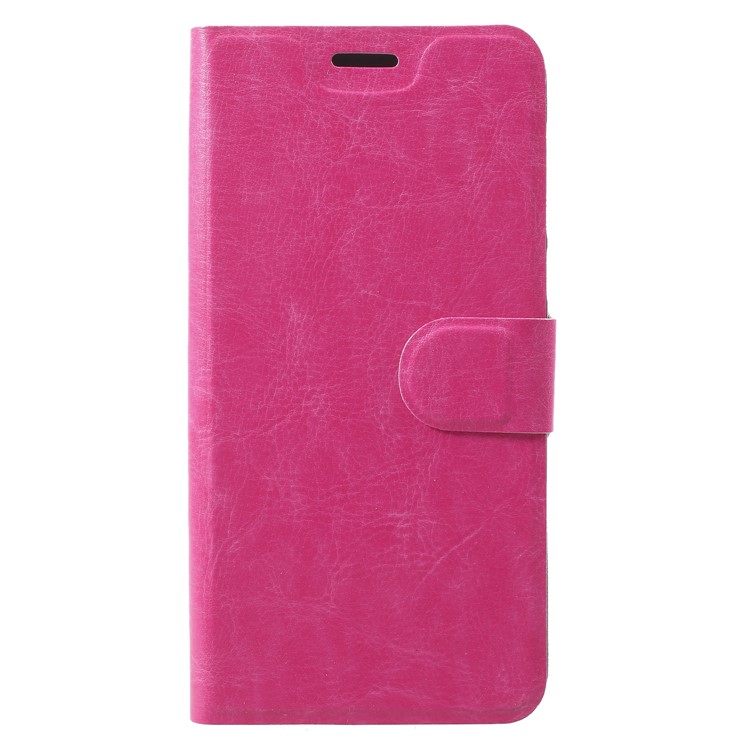 Crazy Horse Texture Card Holder Leather Cover Built-in Steel Sheet for Nokia 6.1 (5.5-inch) - Rose-1