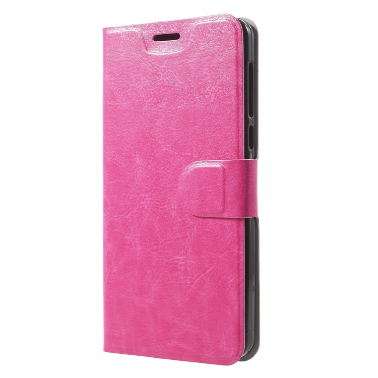 Crazy Horse Texture Card Holder Leather Cover Built-in Steel Sheet for Nokia 6.1 (5.5-inch) - Rose-3