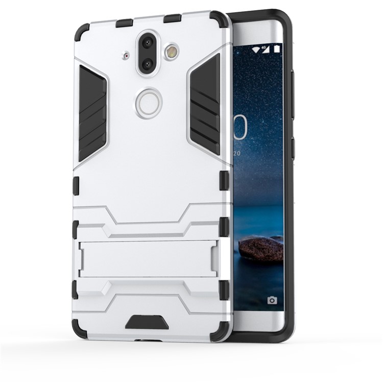 Plastic + TPU Hybrid Cover Case with Kickstand for Nokia 9 / 8 Sirocco - Silver-2