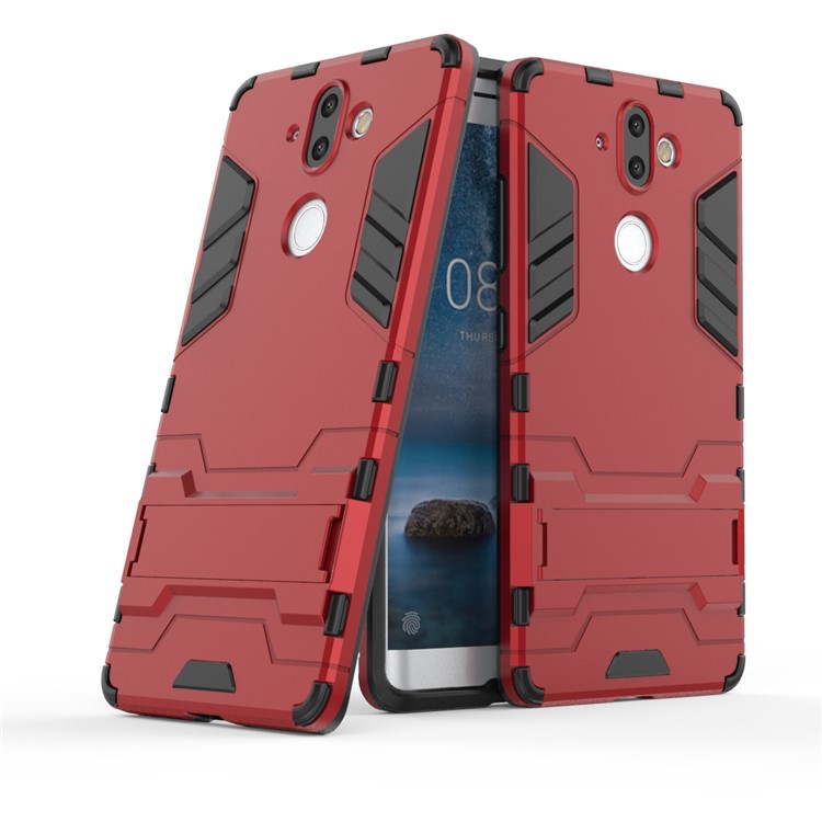 Plastic + TPU Combo Case with Kickstand for Nokia 9 / 8 Sirocco - Red-1
