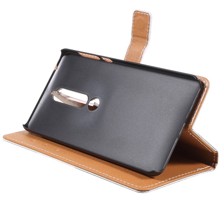 Pattern Printing Leather Wallet Stand Casing for Nokia 6.1 (5.5-inch) - Wolf Howling at the Moon-7