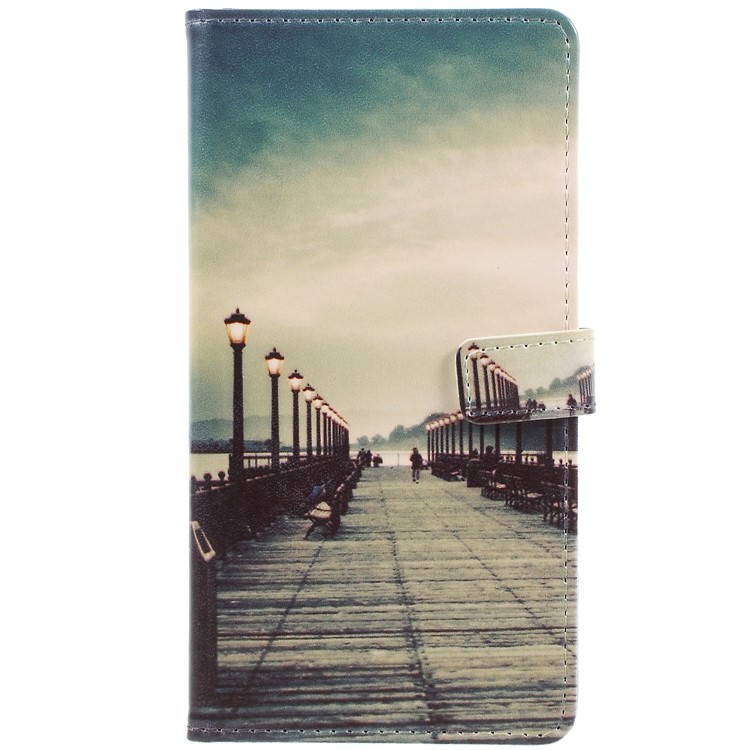 Pattern Printing Leather Wallet Stand Shell for Nokia 6.1 (5.5-inch) - Dock at Sunset-3