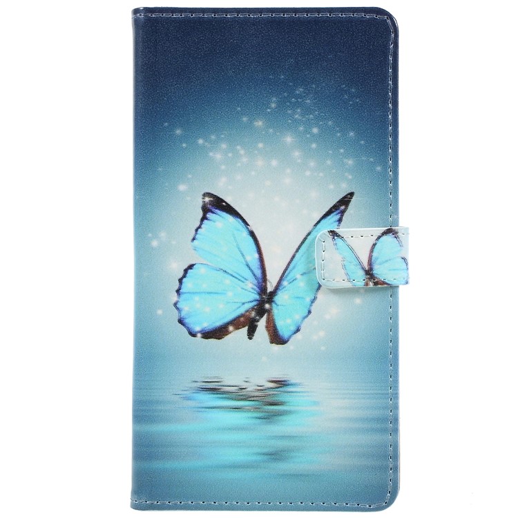 Pattern Printing Leather Wallet Stand Mobile Phone Case for Nokia 6.1 (5.5-inch) - Blue Butterfly-3