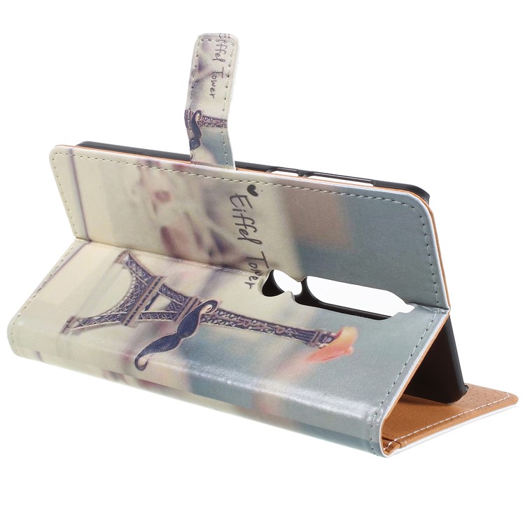 Pattern Printing Leather Wallet Stand Cell Phone Case for Nokia 6.1 (5.5-inch) - Eiffel Tower-5