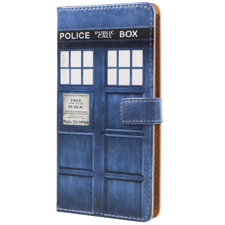 Pattern Printing Leather Wallet Stand Mobile Phone Cover for Nokia 6.1 (5.5-inch) - Public Police Call Box-1