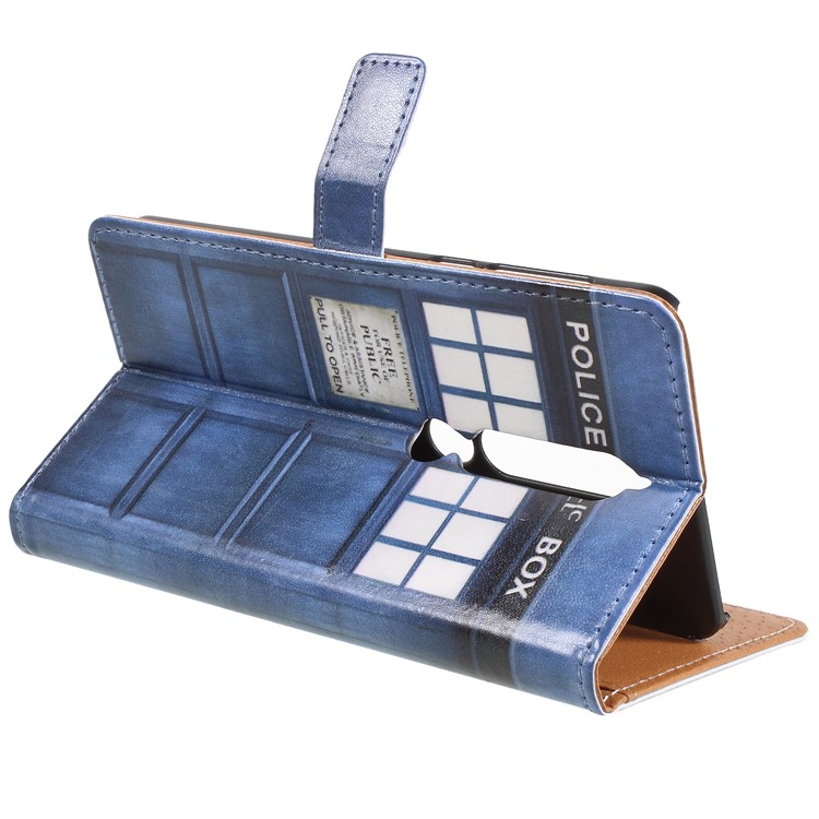 Pattern Printing Leather Wallet Stand Mobile Phone Cover for Nokia 6.1 (5.5-inch) - Public Police Call Box-5