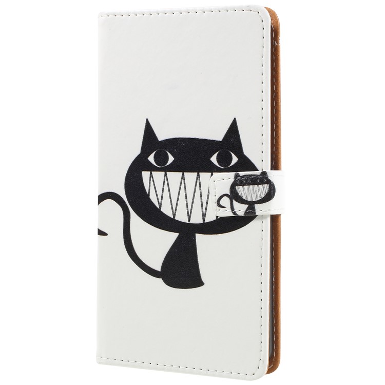 Pattern Printing Leather Wallet Stand Cell Phone Cover for Nokia 6.1 (5.5-inch) - Black Cat-1