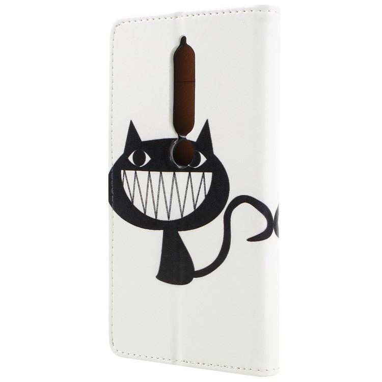 Pattern Printing Leather Wallet Stand Cell Phone Cover for Nokia 6.1 (5.5-inch) - Black Cat-2