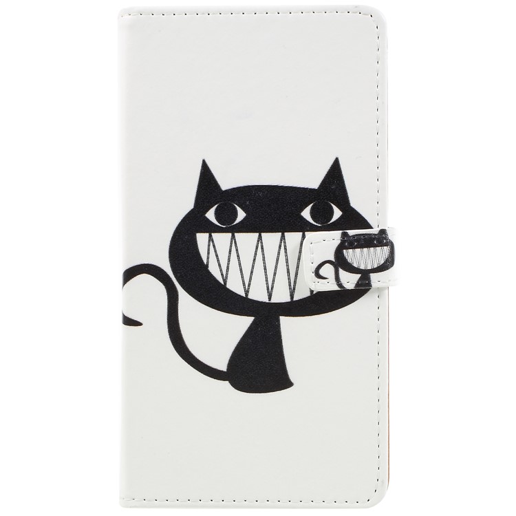 Pattern Printing Leather Wallet Stand Cell Phone Cover for Nokia 6.1 (5.5-inch) - Black Cat-3
