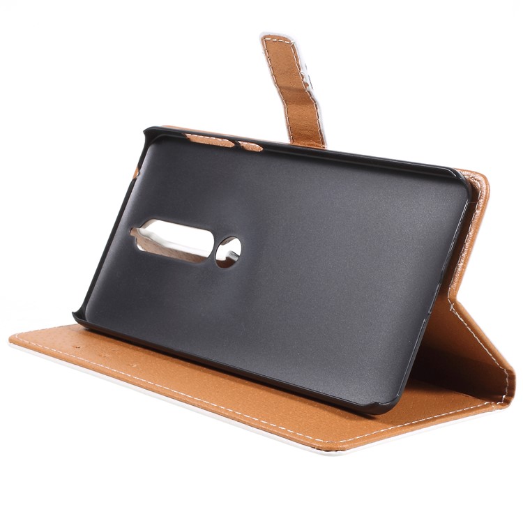 Pattern Printing Leather Wallet Stand Cell Phone Cover for Nokia 6.1 (5.5-inch) - Black Cat-4