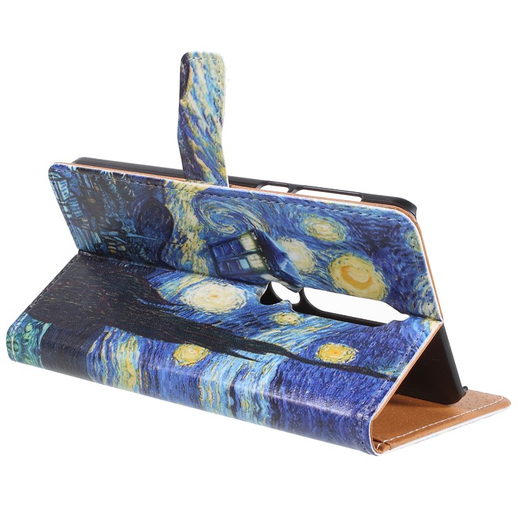 Pattern Printing Leather Wallet Stand Protective Casing for Nokia 6.1 (5.5-inch) - Starry Night-5