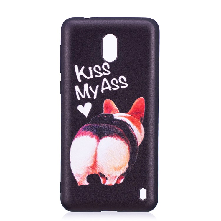 Embossment Patterned TPU Mobile Phone Case for Nokia 2 - Kiss My Ass-1