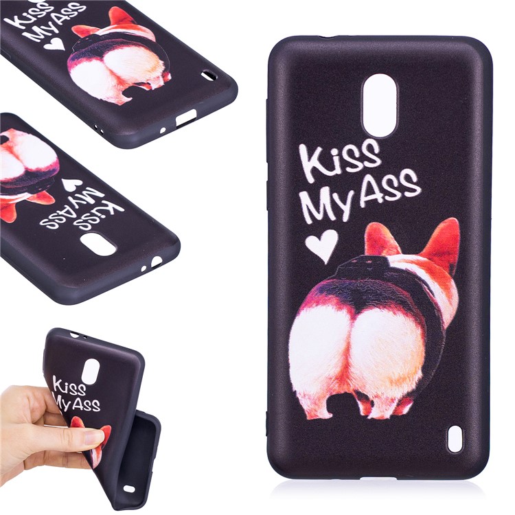 Embossment Patterned TPU Mobile Phone Case for Nokia 2 - Kiss My Ass-2