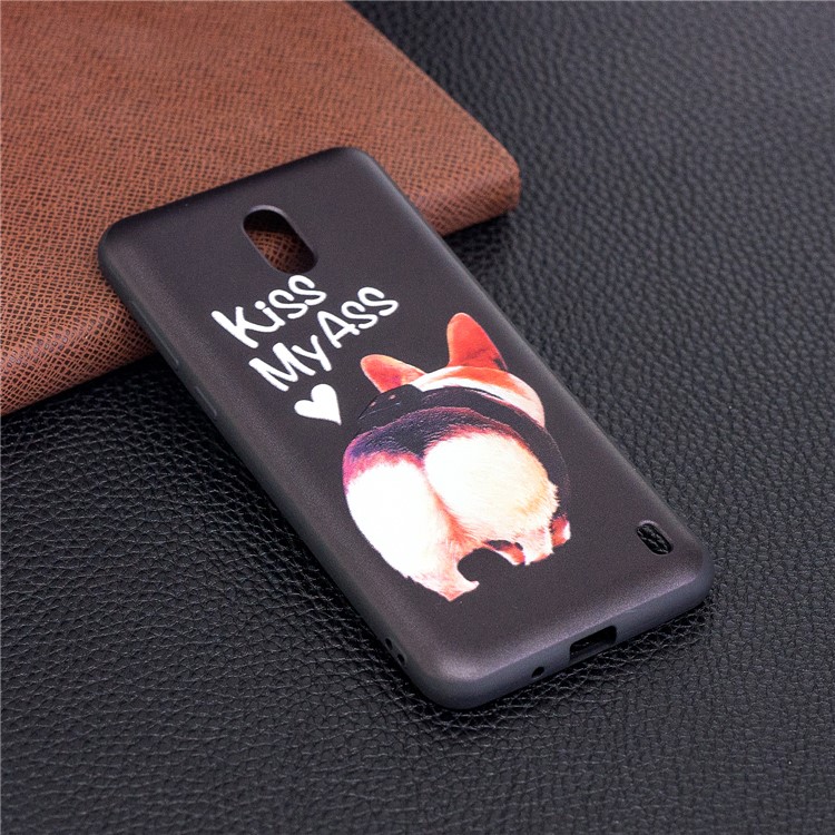 Embossment Patterned TPU Mobile Phone Case for Nokia 2 - Kiss My Ass-3