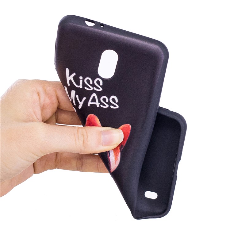 Embossment Patterned TPU Mobile Phone Case for Nokia 2 - Kiss My Ass-7