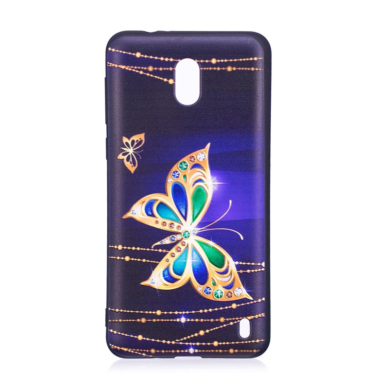 Embossment Patterned TPU Mobile Casing for Nokia 2 - Shiny Butterfly-1