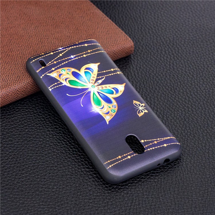 Embossment Patterned TPU Mobile Casing for Nokia 2 - Shiny Butterfly-4