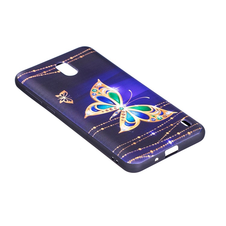 Embossment Patterned TPU Mobile Casing for Nokia 2 - Shiny Butterfly-5