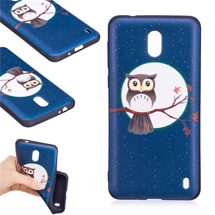 Embossment Patterned TPU Phone Casing for Nokia 2 - Owl on Branch-2
