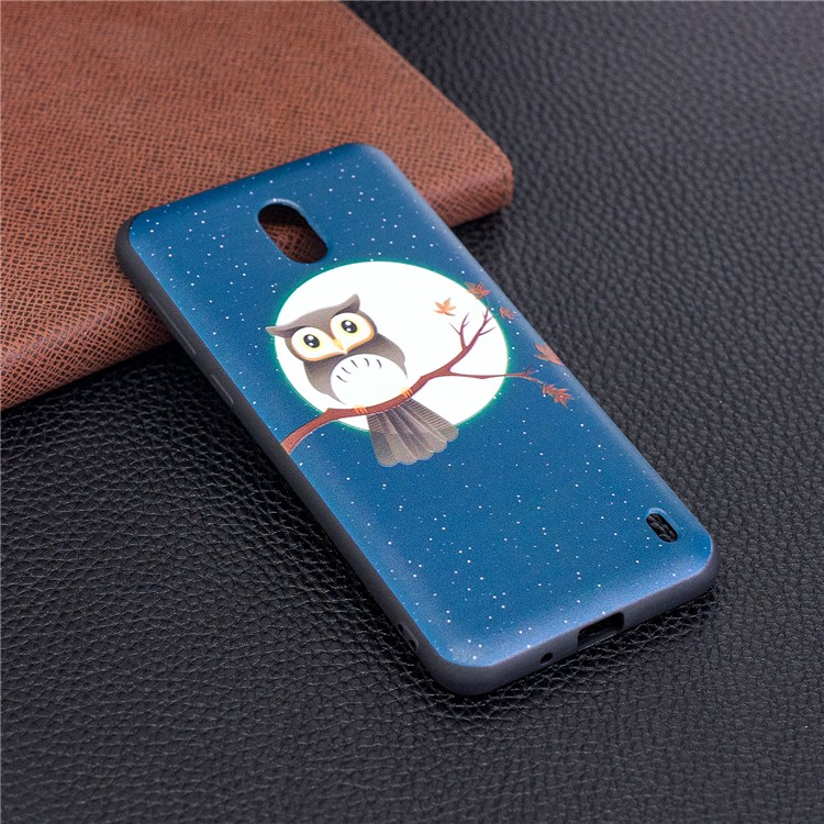 Embossment Patterned TPU Phone Casing for Nokia 2 - Owl on Branch-3