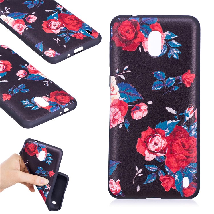 Embossment Patterned TPU Cell P[hone Case for Nokia 2 - Peony-2