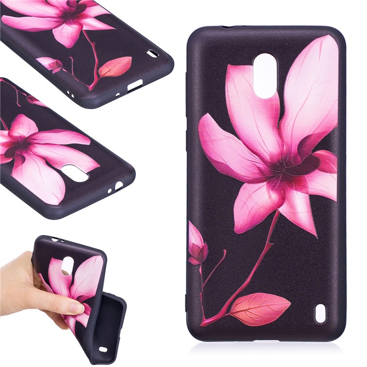 Embossment Patterned TPU Mobile Cover for Nokia 2 - Pink Flower-2