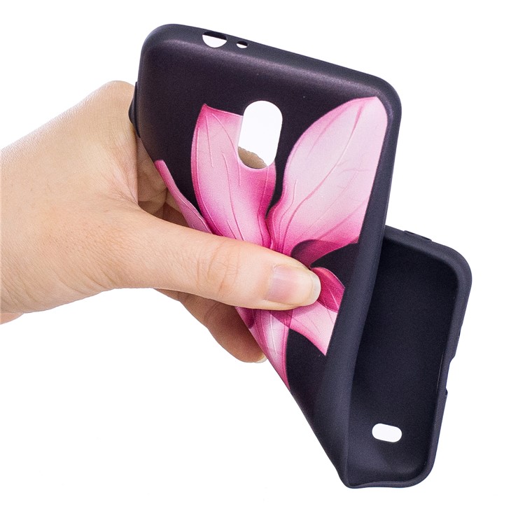 Embossment Patterned TPU Mobile Cover for Nokia 2 - Pink Flower-7