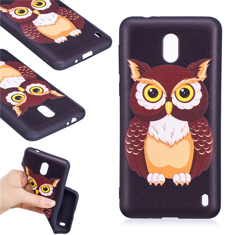 Embossment Patterned TPU Soft Shell for Nokia 2 - Cool Owl-2