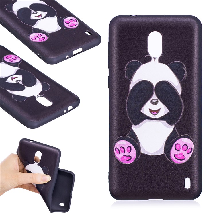 Embossment Patterned TPU Protection Phone Shell for Nokia 2 - Lovely Panda-2