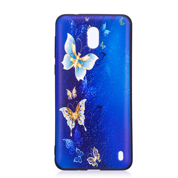 Embossment Patterned TPU Mobile Phone Shell for Nokia 2 - Blue Butterflies-1