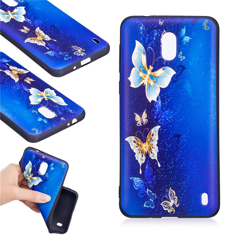 Embossment Patterned TPU Mobile Phone Shell for Nokia 2 - Blue Butterflies-2