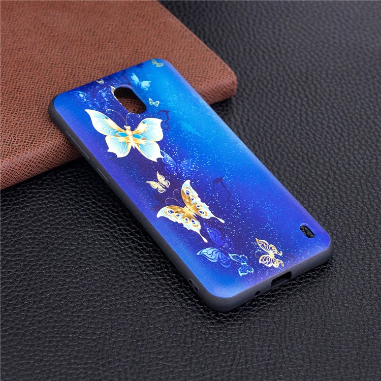 Embossment Patterned TPU Mobile Phone Shell for Nokia 2 - Blue Butterflies-3
