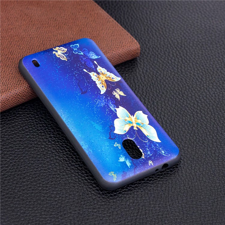 Embossment Patterned TPU Mobile Phone Shell for Nokia 2 - Blue Butterflies-4